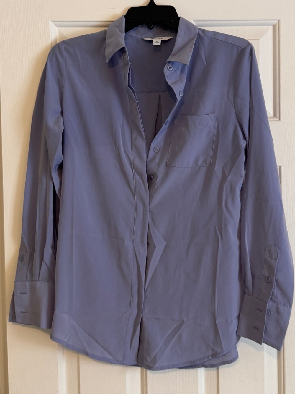 Blue button down blouse with collar